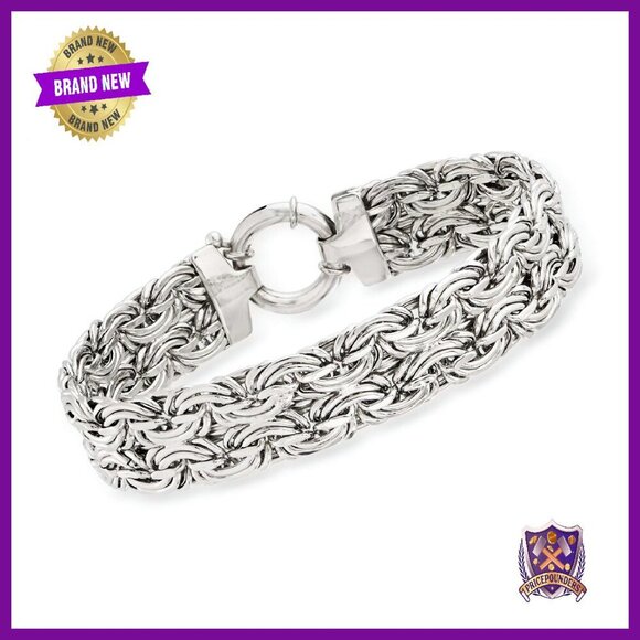Sterling Silver Wide Byzantine Bracelet 7